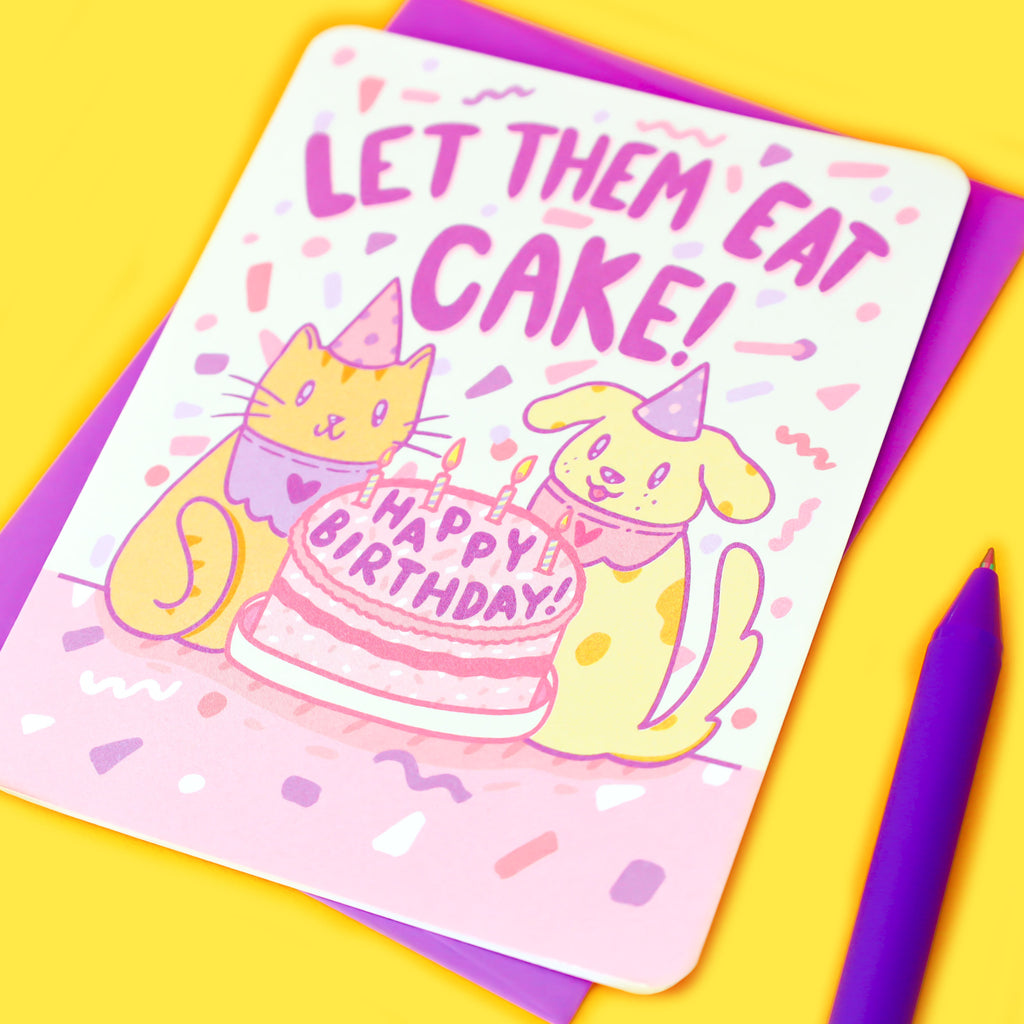 Let-Them-Eat-Cat-Kitten-Puppy-Cute-Birthday-Card-Pastel-Cake-Adorable-Greeting-Card-By-Turtles-Soup