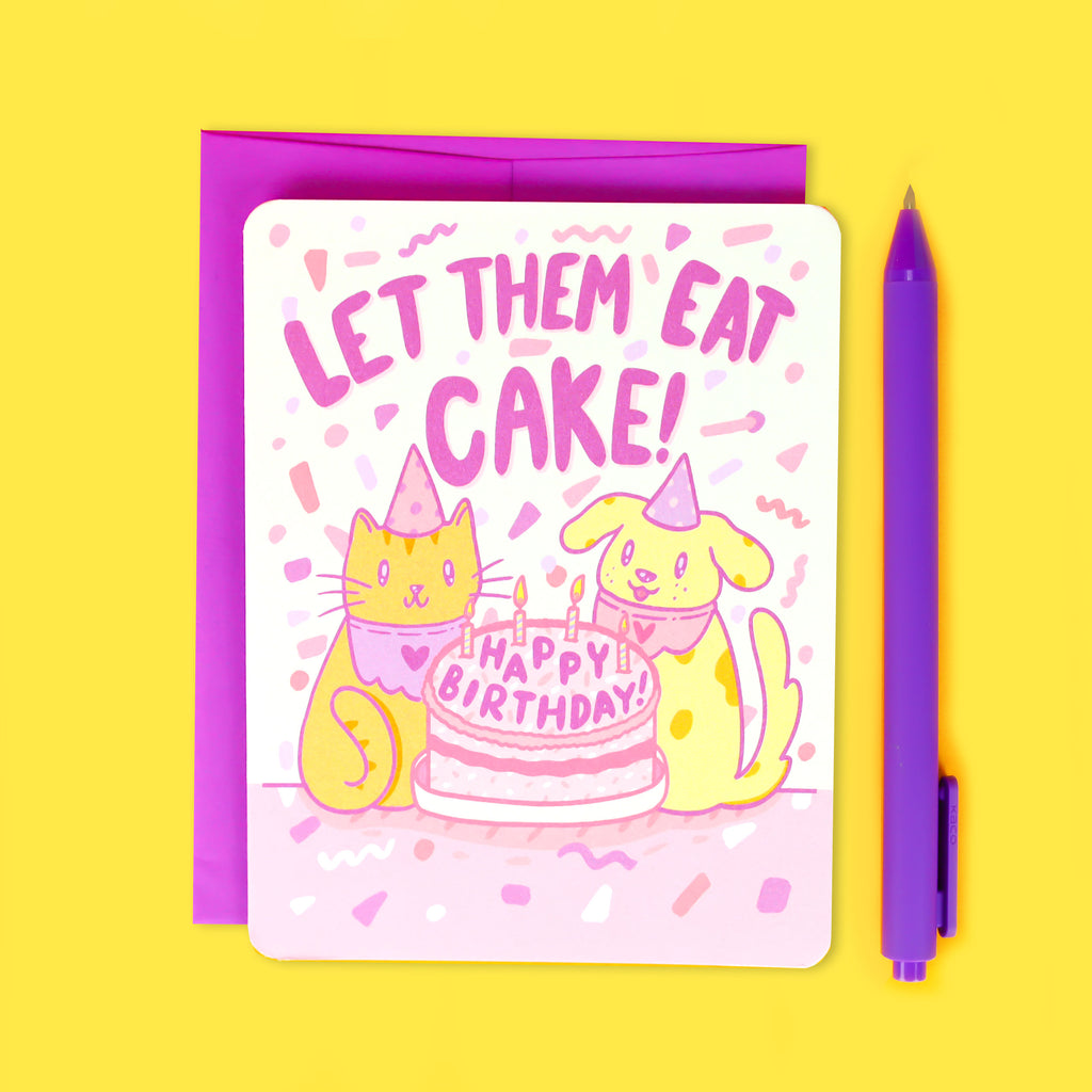 Let-Them-Eat-Cat-Kitten-Puppy-Cute-Birthday-Card-Pastel-Cake-Adorable-Greeting-Card-By-Turtles-Soup