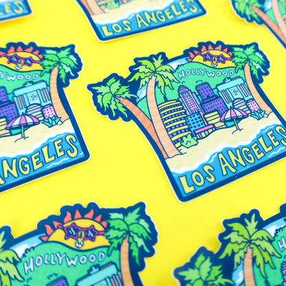Los-Angeles-California-Hollywood-La-City-Vinyl-Sticker-Los-Angeles-Beach-Deal-for-Waterbottle-By-Turtles-Soup-Travel-Sticker-Cali-Sunshine-Palmtrees-Beaches