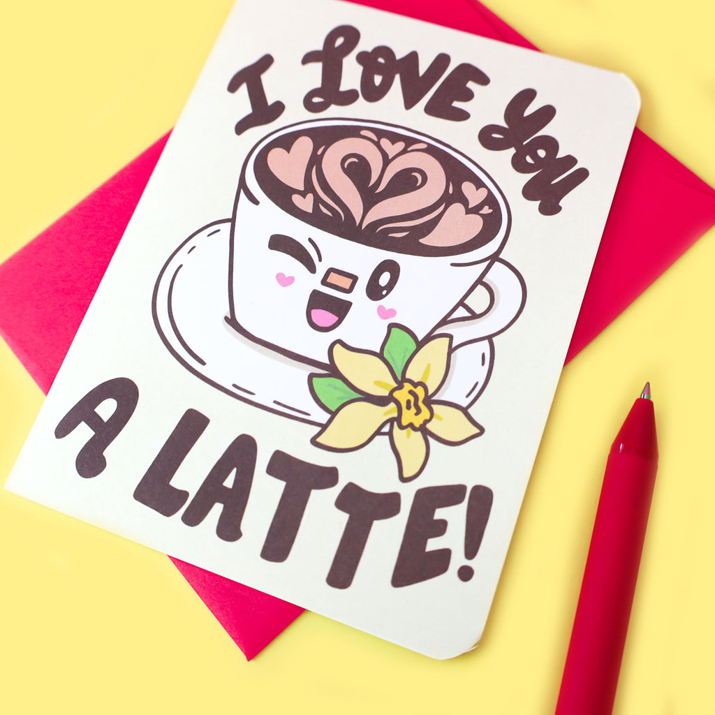 Love-You-A-Latte-Funny-Anniversary-Coffee-Love-Card-Cute-Kawaii-Card-For-Love-Valentines-Day-Friendship-Valentine-By-Turtles-Soup