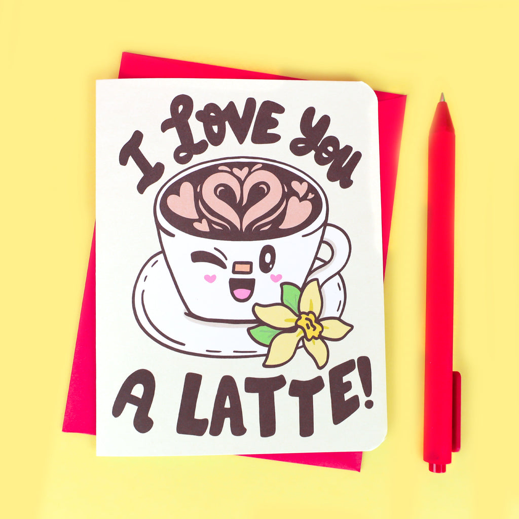Love-You-A-Latte-Funny-Anniversary-Coffee-Love-Card-Cute-Kawaii-Card-For-Love-Valentines-Day-Friendship-Valentine-By-Turtles-Soup