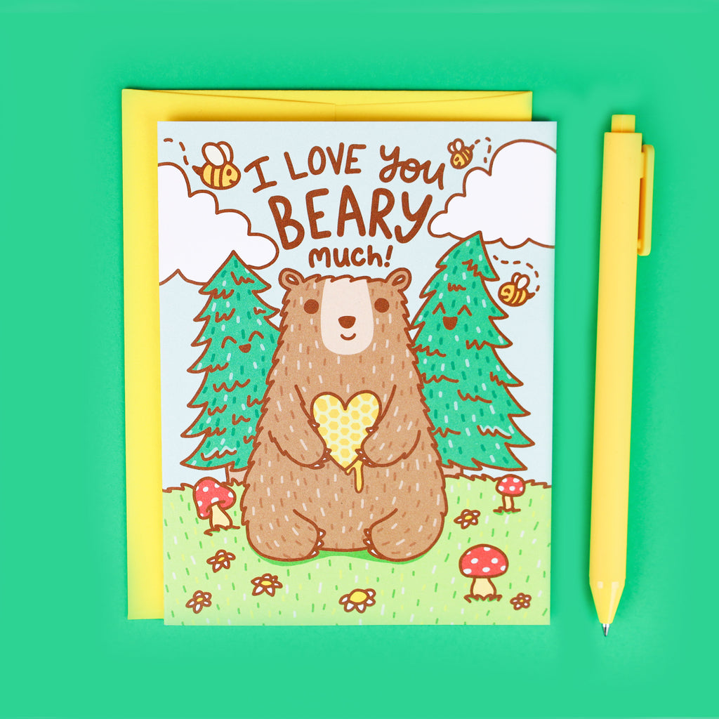 Cute Bear Valentine Card, Love You Beary, Valentines Day, Forest Animal, Boyfriend, Nature Lover Gift, Outdoorsy, Love You, Funny