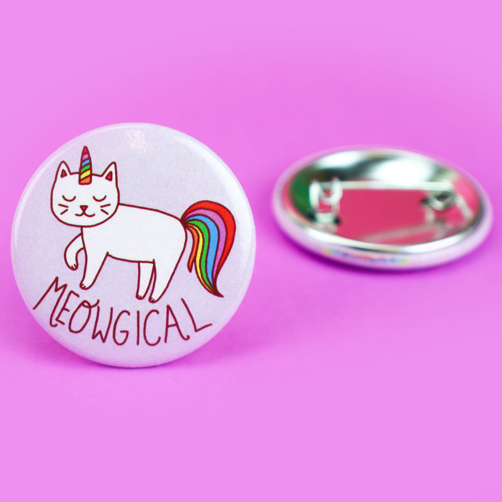 Magical Cat, Meowgical, Pinback Button, Unicorn Cat, Rainbow Theme, Cute Gift for Kids or Children, Nursery Gift, Baby Shower, Cat Lady Gift