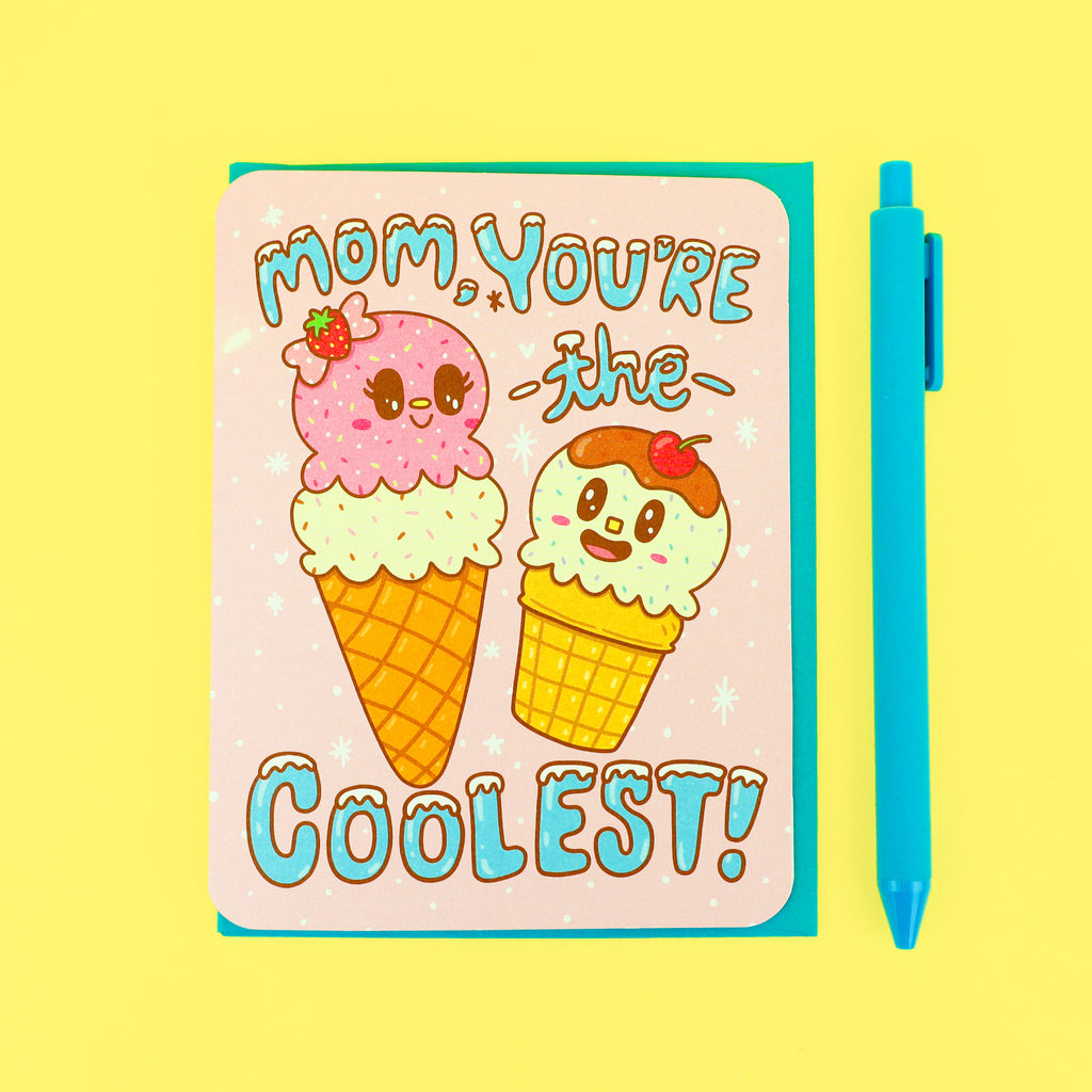 Mom-Youre-The-Coolest-Mothers-Day-Mom-Card-Birthday-Mom-Card-Cute-Ice-Cream-Cones-Adorable-Card-for-Mother-Mommy-Cute-Kids-Card