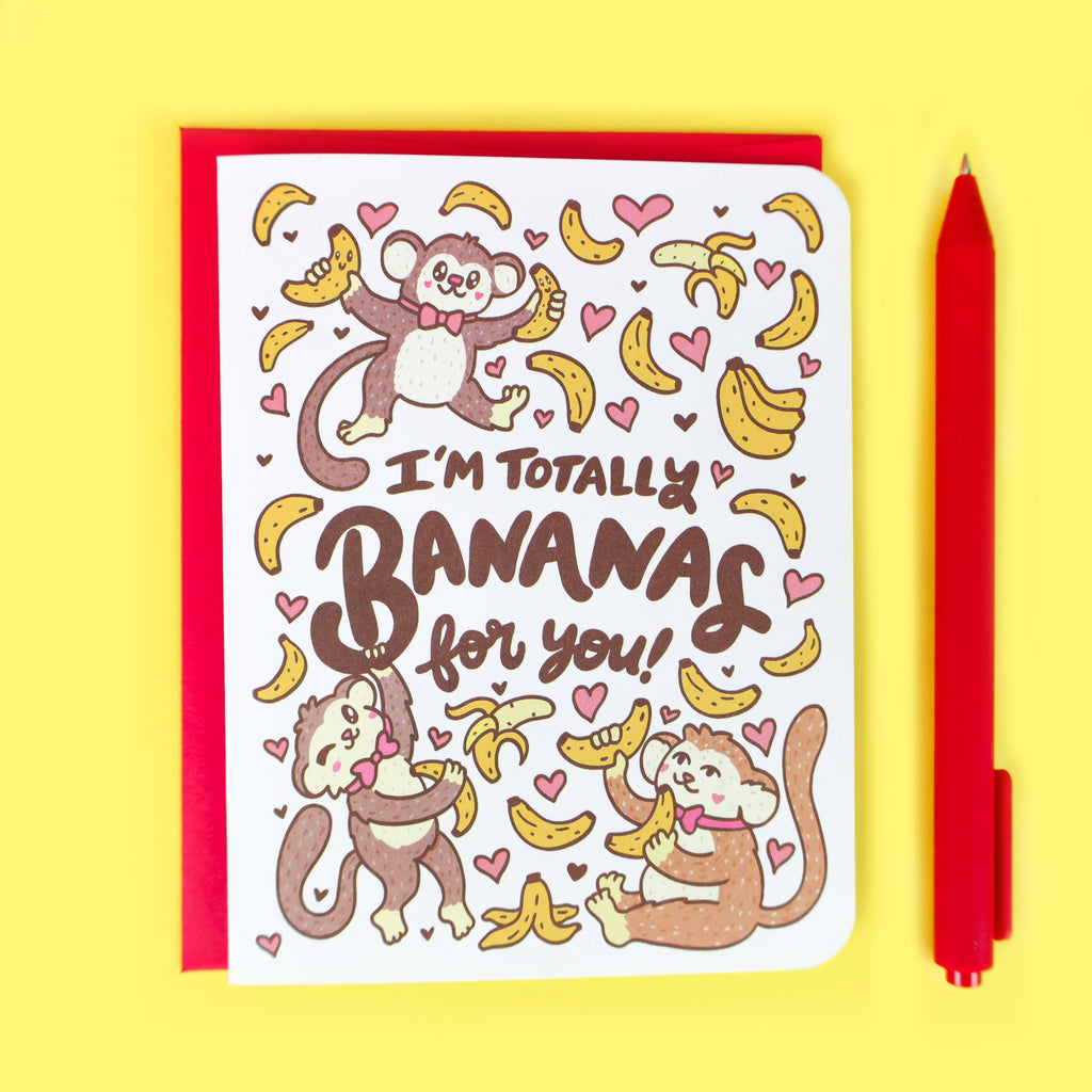 Monkey-Love-Card-Bananas-For-You-Funny-Anniversary-Valentines-Day-Animal-Valentine-Turtles-Soup-Cute-Monkey-Banana-Fruit-Card