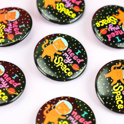 Social Distancing Pin, Space Cat Pin, Galaxy Cat, I Need My Space Pin, Funny Gift, Astronaut Cat, Cat in Space, Pin Back Button, Introvert