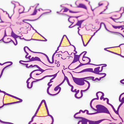 Octopus-Ice-Cream-Icecream-Turtles-Soup-Cone-Cute-Vinyl-Sticker-Cute-Art-Adorable-Sticker-for-Laptop.