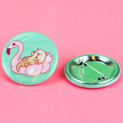 Otter-Flamingo-Pool-Float-Pinback-Button