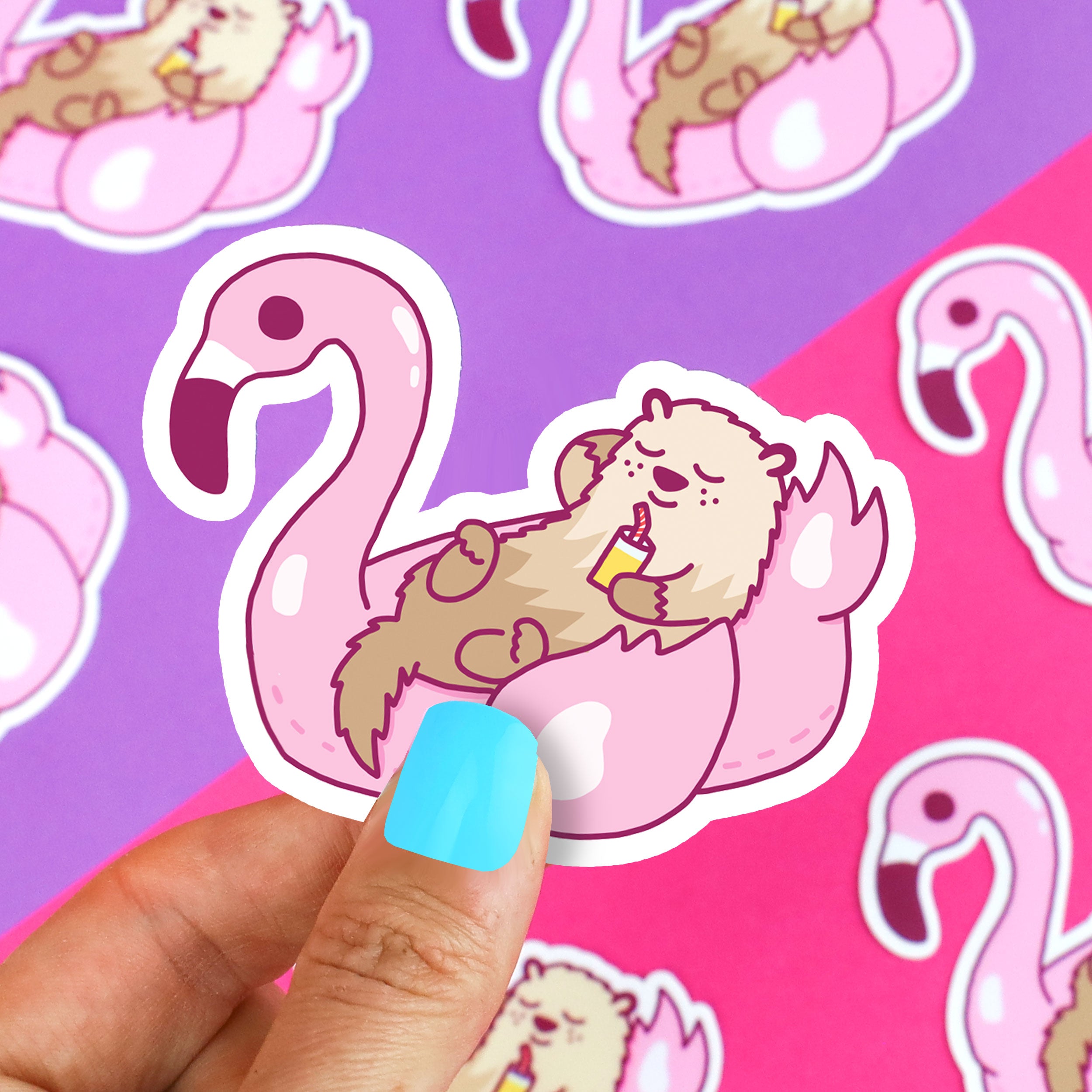 Flamingo Float Summer Otter Vinyl Sticker – Turtle's Soup