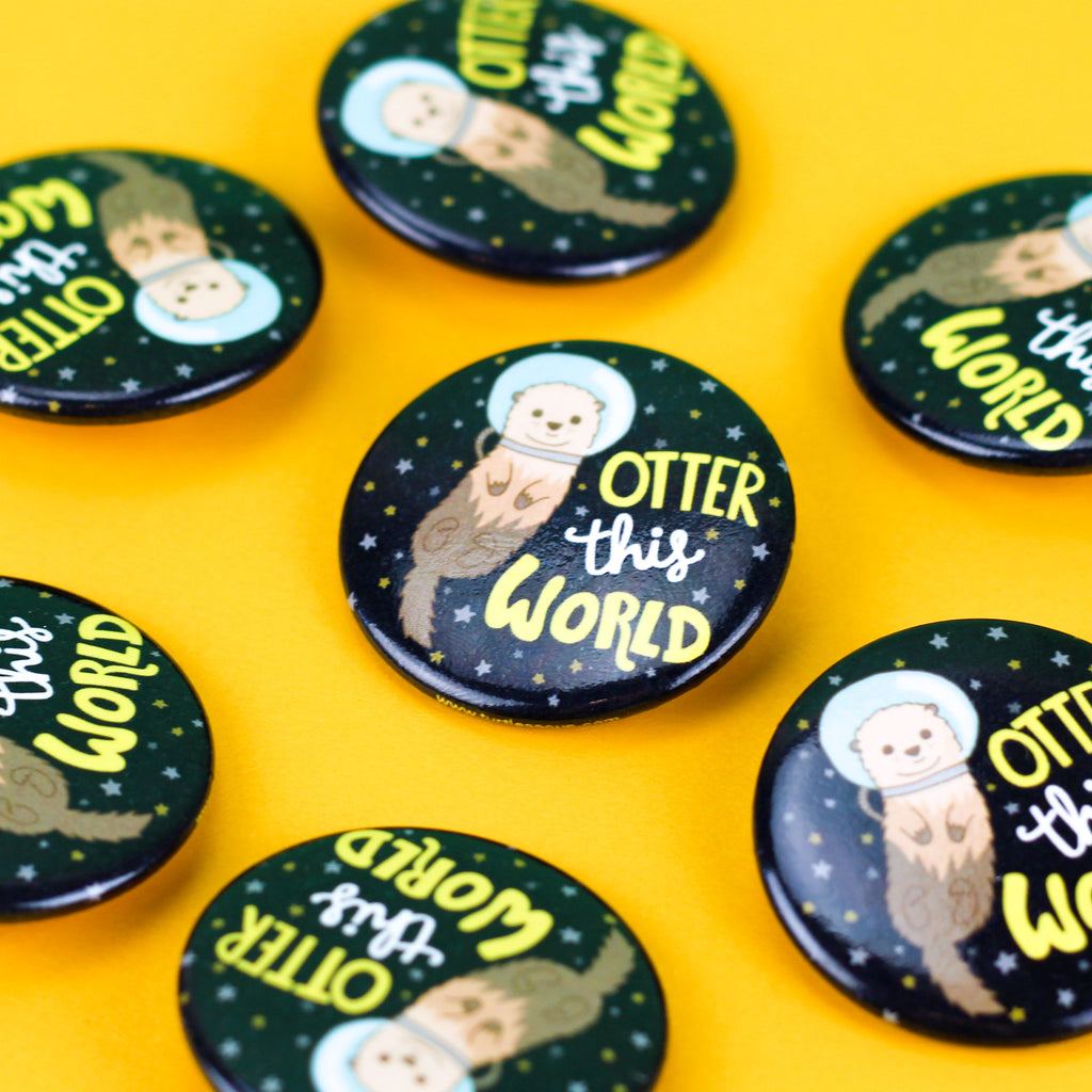Otter-This-World-Pinback-Button-Turtles-Soup-Galaxy-Space