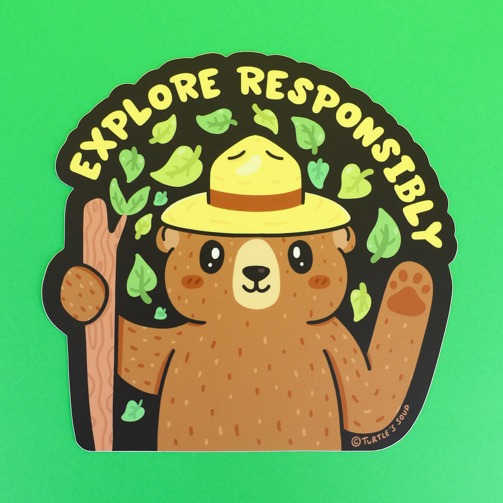 explore responsibly bear peek a boo sticker by turtles soup