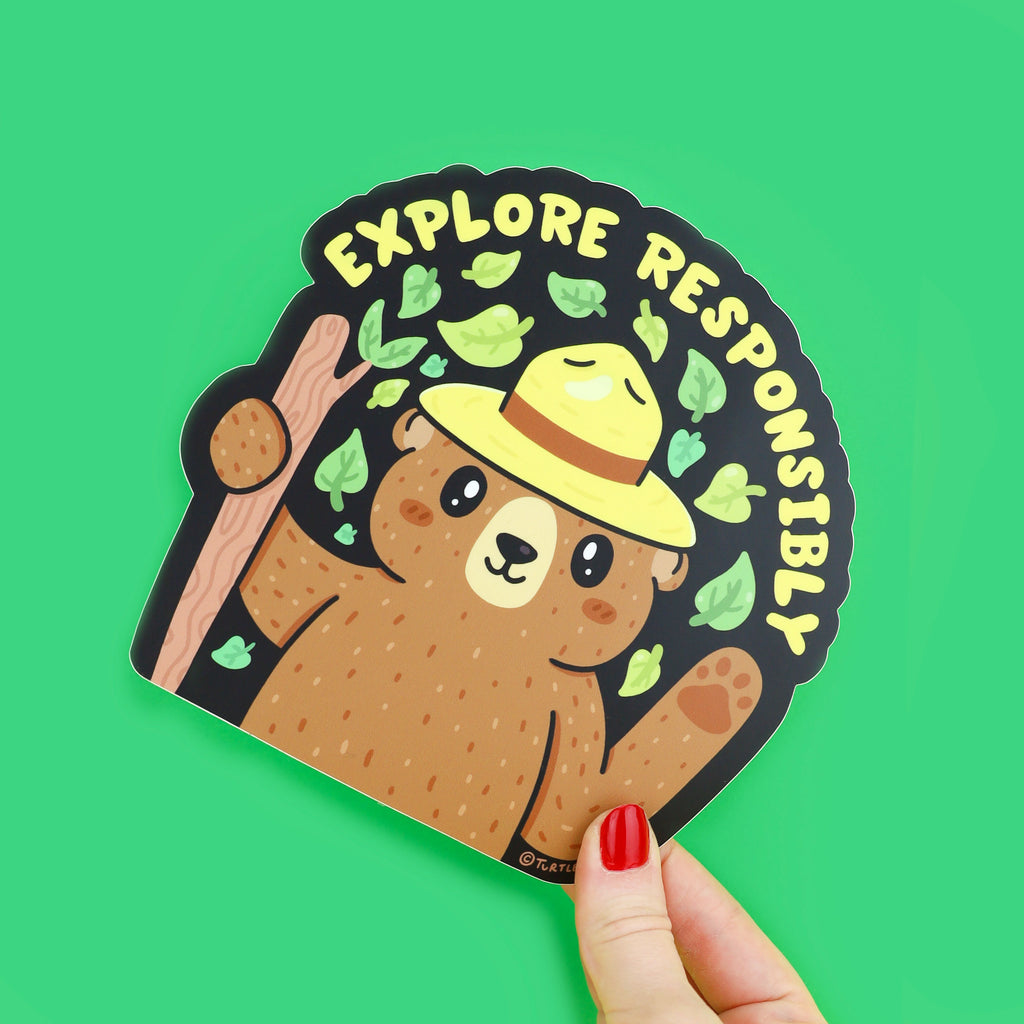explore responsibly bear peek a boo sticker by turtles soup