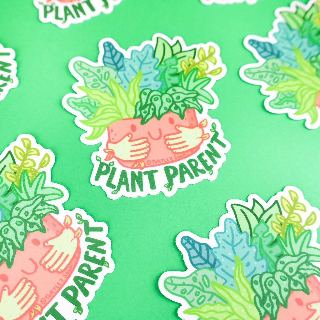 Plant Parent, Cute Sticker, Vinyl Decal, Succulents, Planter, Green Thumb, Gardener, Plant Mom, Illustration, Laptop Sticker, Friendship