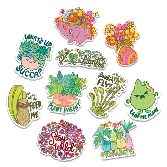 Plant Person Gardening Outdoorsy Succulent Green Plant Mom Pack of 10 Vinyl Stickers