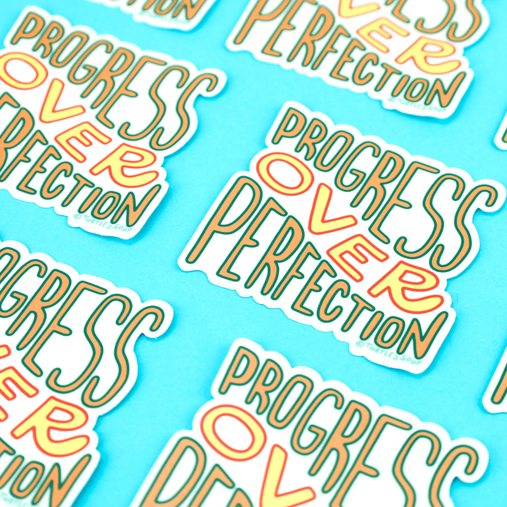 Progress-Over-Perfection-Self-Love-Vinyl-Sticker-by-Turtles-Soup-Cute-Decal-for-Laptop