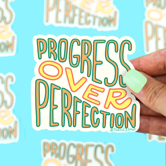 Progress-Over-Perfection-Self-Love-Vinyl-Sticker-by-Turtles-Soup-Cute-Decal-for-Laptop