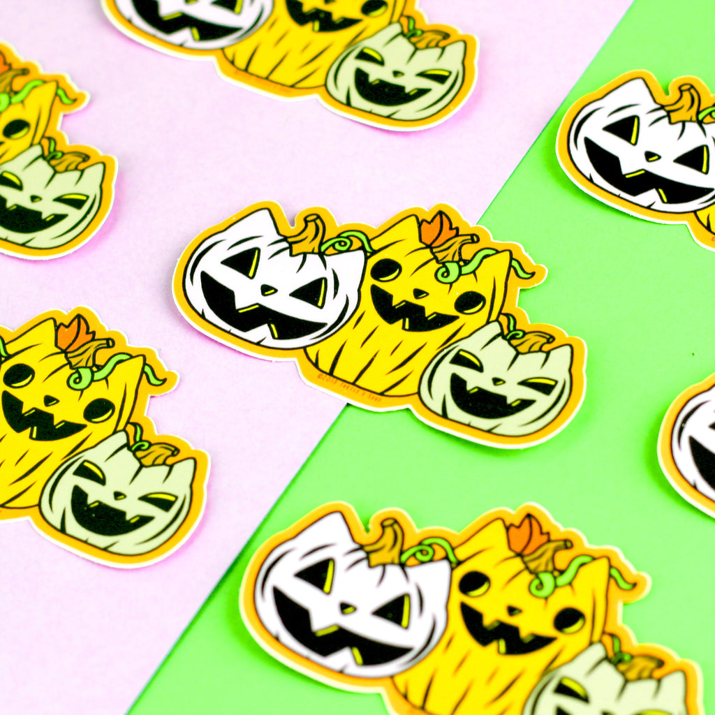 umpkin Patch Cat Sticker, Jack O Lantern, Halloween, Autumn, Fall, Kitty Decal, Vinyl Sticker