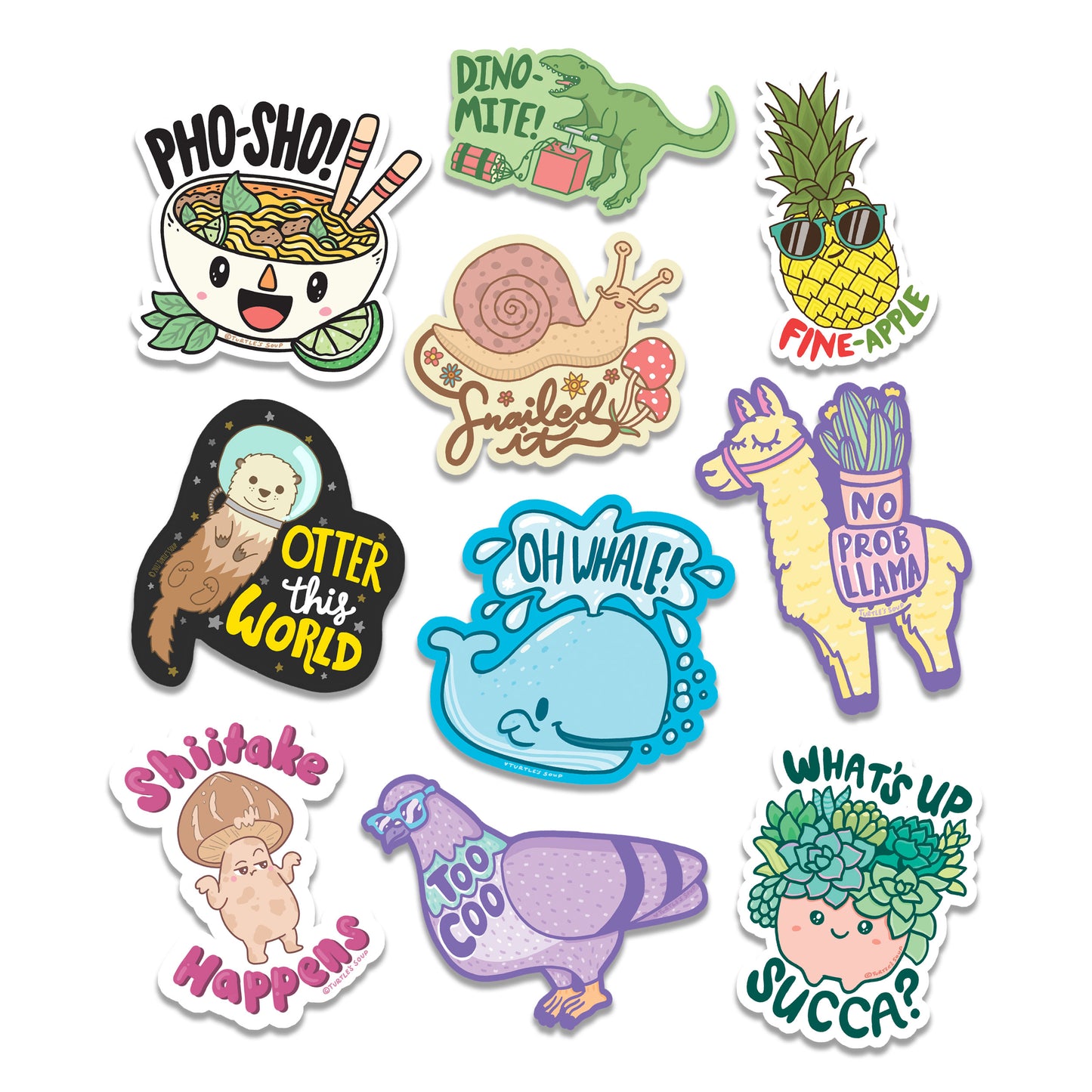 Funny Puns Silly Phrases Punny Pack of 10 Vinyl Stickers