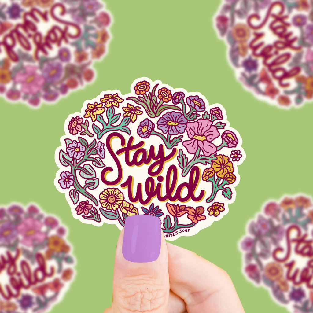 Vinyl Sticker with wild flowers