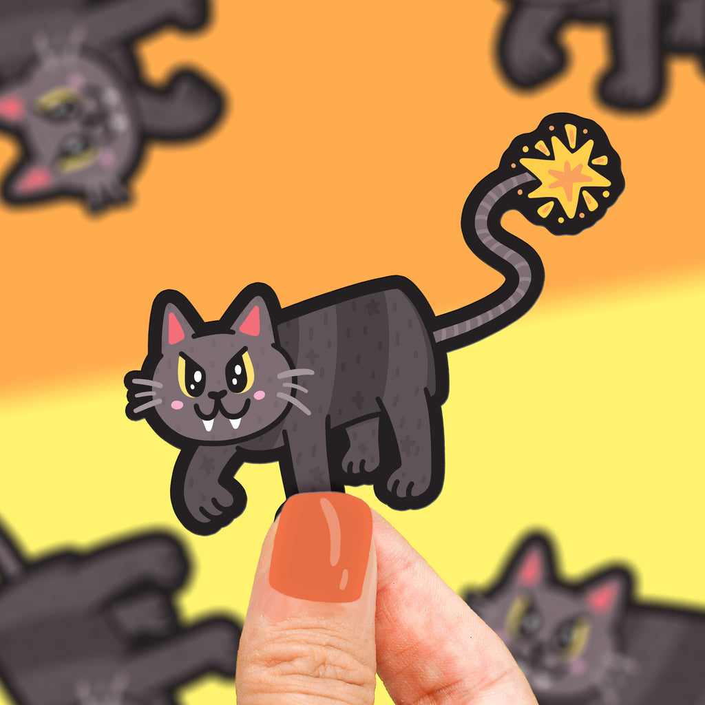 black kitty firecracker vinyl sticker 