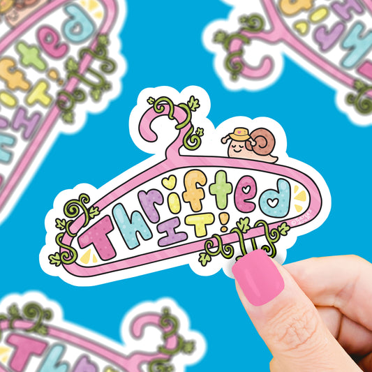 Thrifted It Hanger Secondhand Shopping Fashion Thrifter Vinyl Sticker