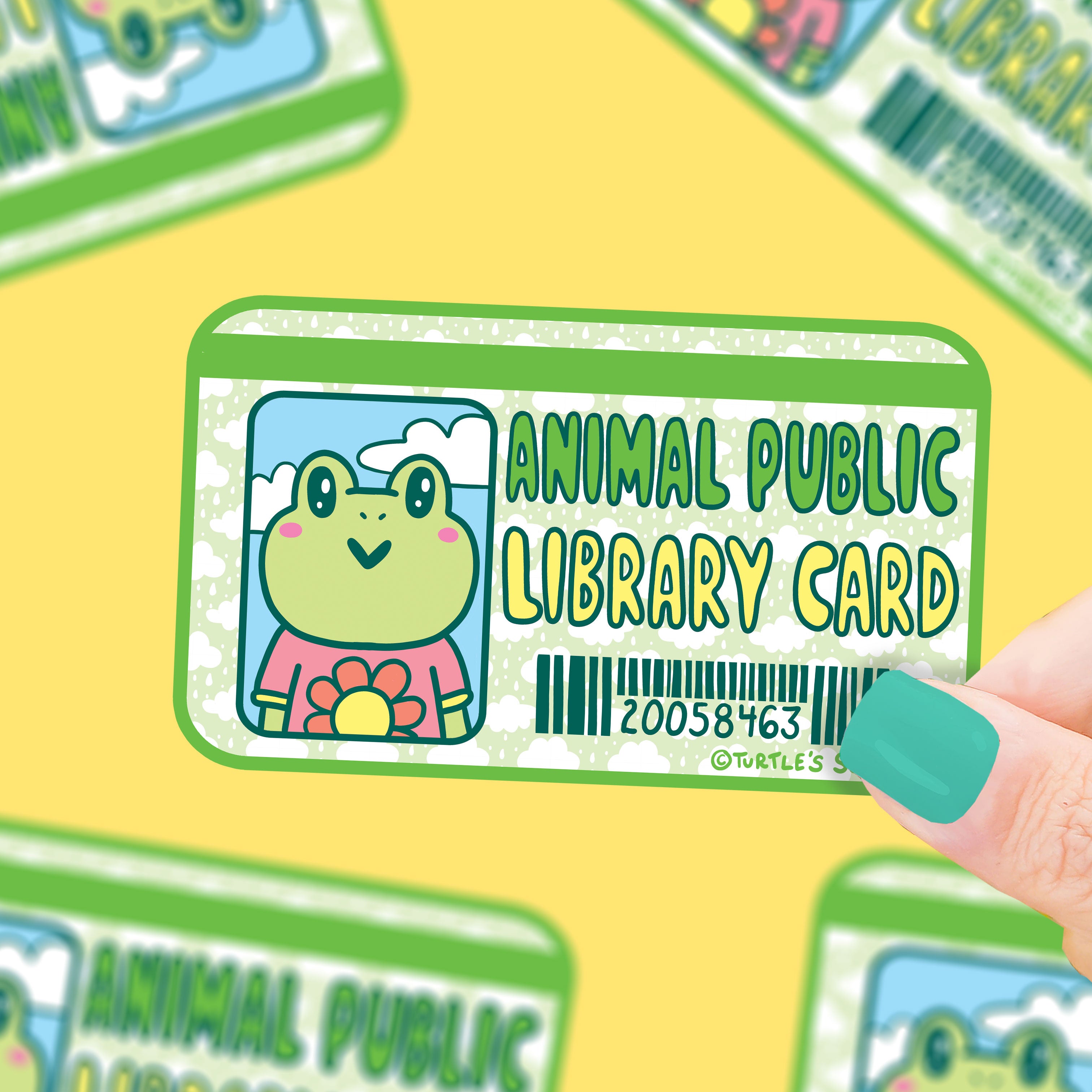 Library. Animal Sticker Animal Public Frog Library Card Vinyl Sticker – Turtle's Soup