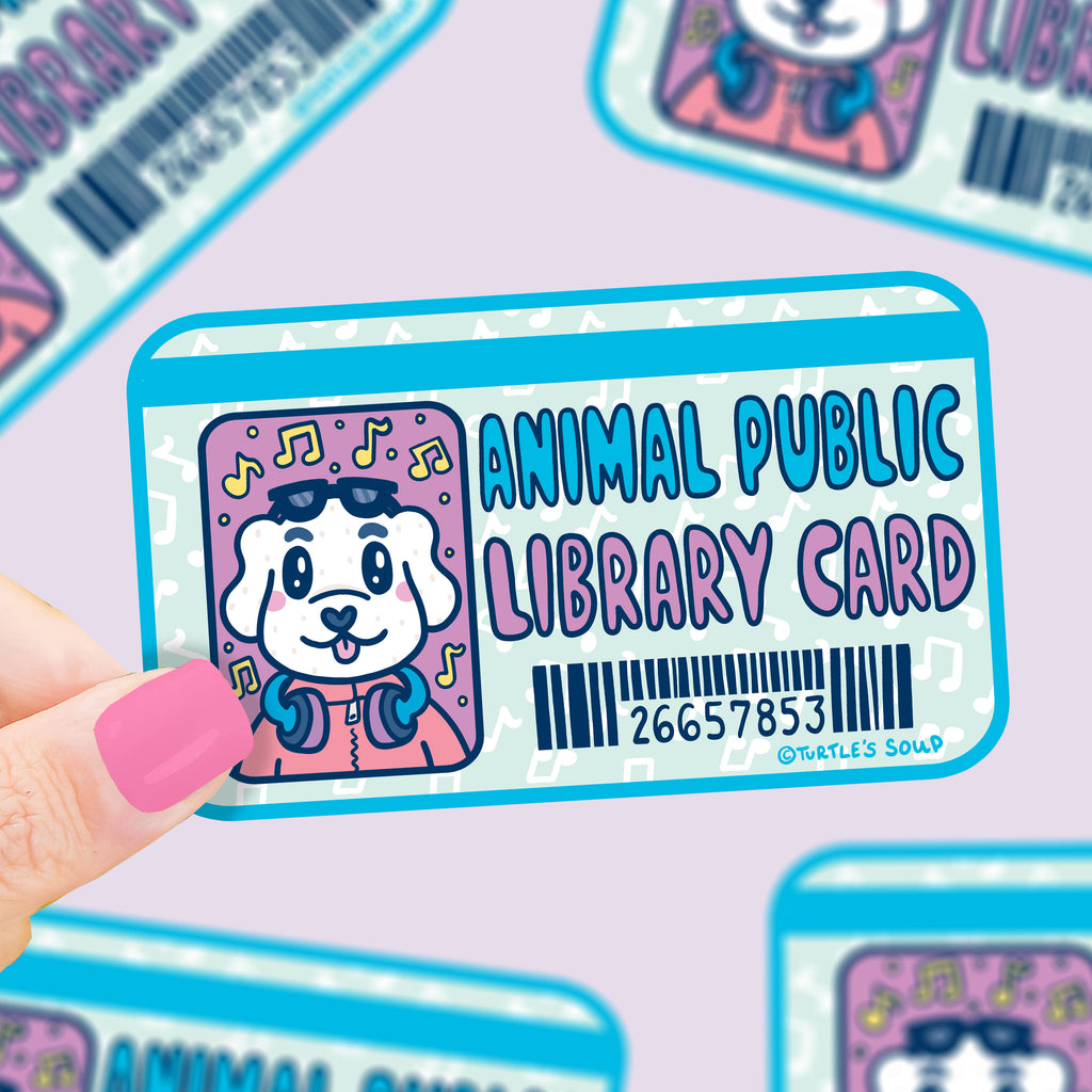 S-583-Dog-Library-Card-Cute-Bookish-Vinyl-Sticker-by-Turtles-Soup