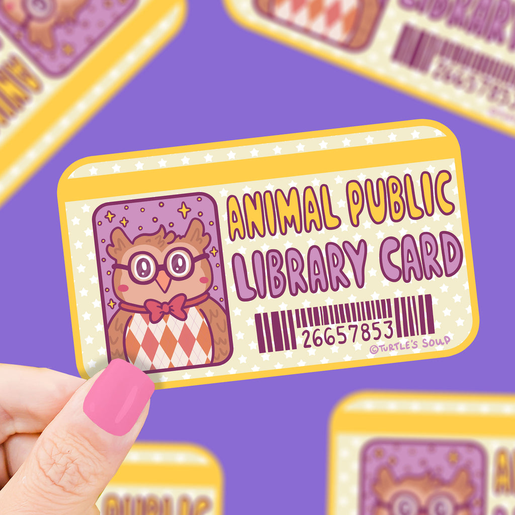 S-584-Owl-Library-Card-Cute-Bookish-Vinyl-Sticker-by-Turtles-Soup