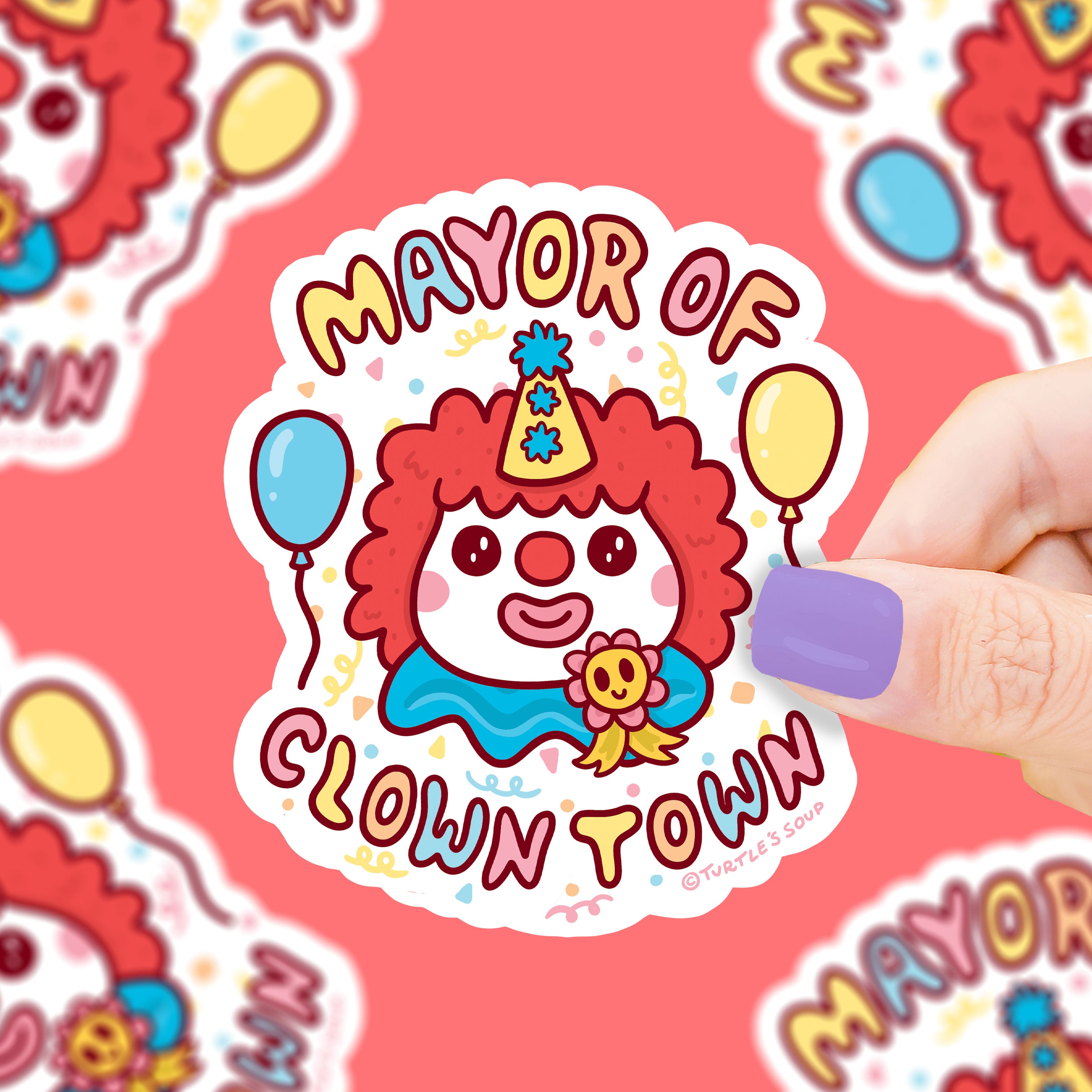 Cartoon Mayor Sticker Mayor of Clown Town Vinyl Sticker – Turtle's Soup
