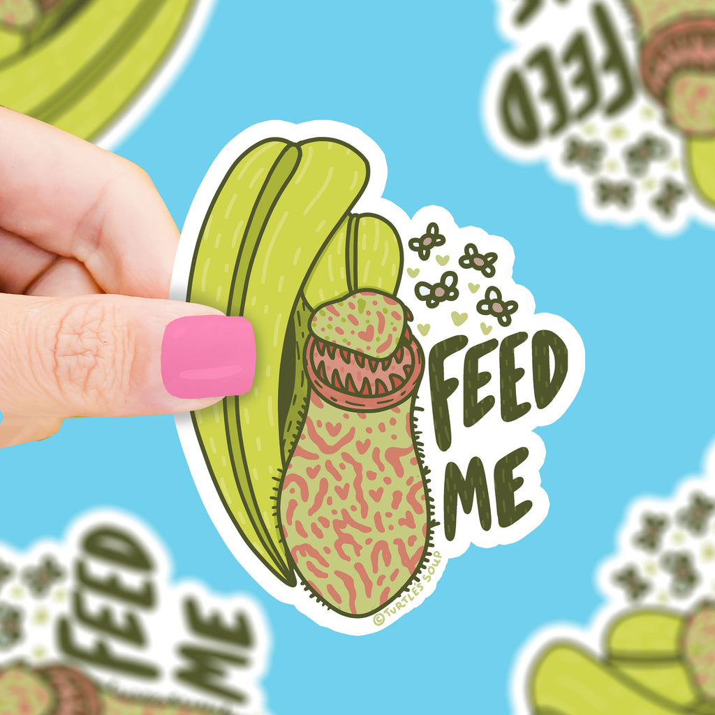 Feed-My-Carniverous-Pitcher-Plant-Vinyl-Sticker-by-Turtles-Soup