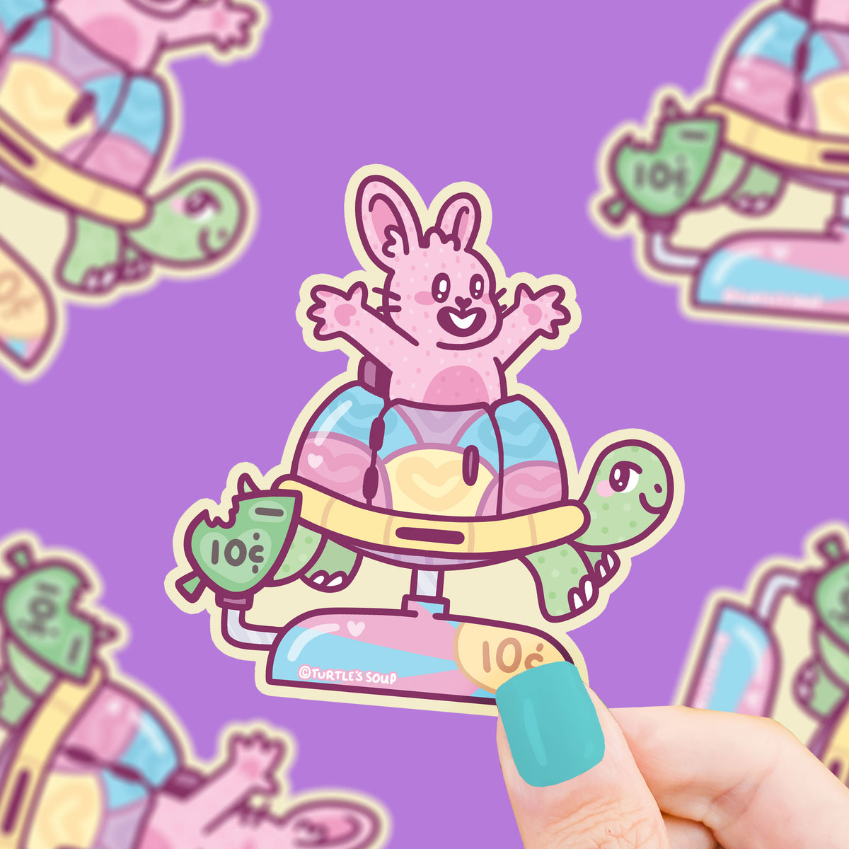 Rabbit and the Tortoise Coin Ride Vinyl Sticker – Turtle's Soup