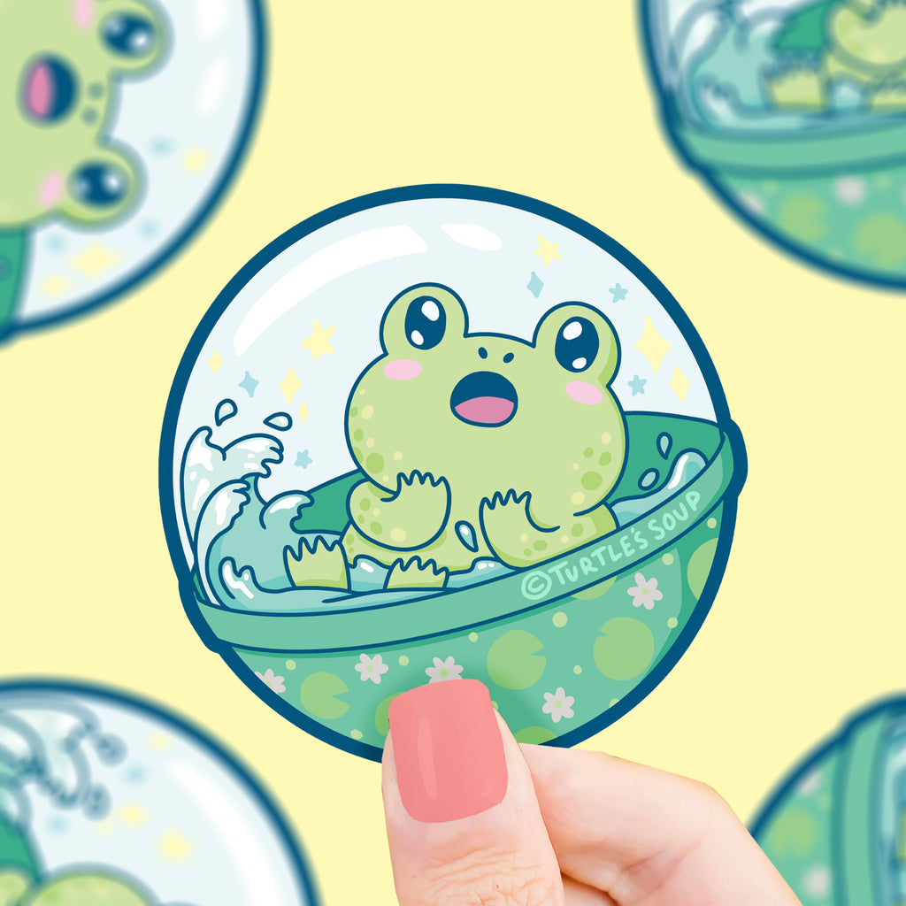 Toy-Capsule-Frog-Prize-Coin-Machine-Vinyl-Sticker-by-Turtles-Soup
