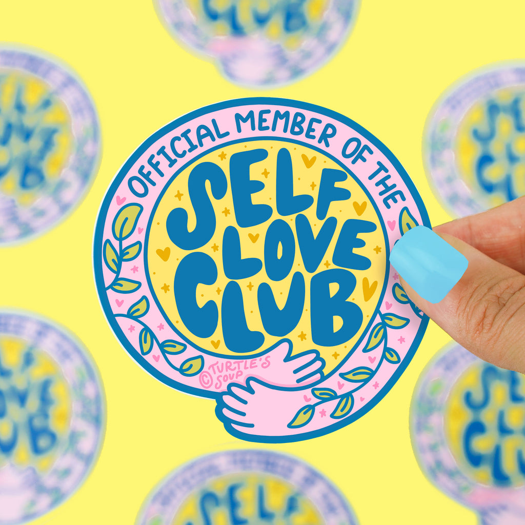 Self-Love-Member-Vinyl-Sticker-By-Turtles-Soup-Mental-Health-Take-Care-of-You-Decal-for-Water-Bottle-Laptop-Cute-Car-Sticker