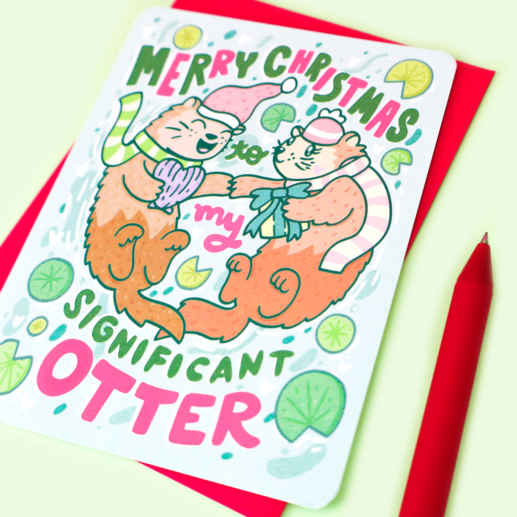 Significant-Otter-Cute-Christmas-Card-for-My-Signicicant-Other-Adorable-Holiday-Gift-Boyfriend-Girlfriend-Romantic-Punny-Pun-Otterly-Love-Card-by-Turtles-Soup-Animal
