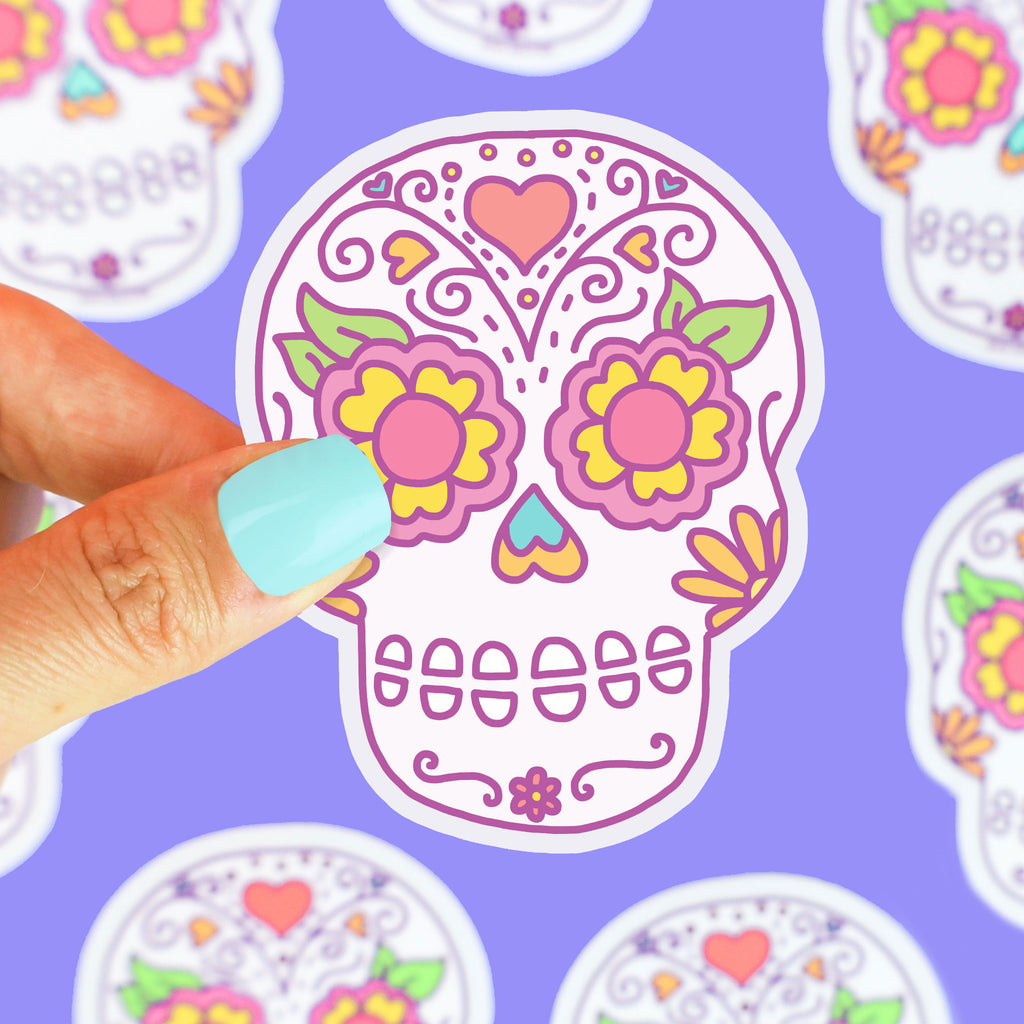 Sugar-Skull-Vinyl-Sticker-Rainbow-turtle-soup-day-of-the-deal-decal-turtles-soup-stickers