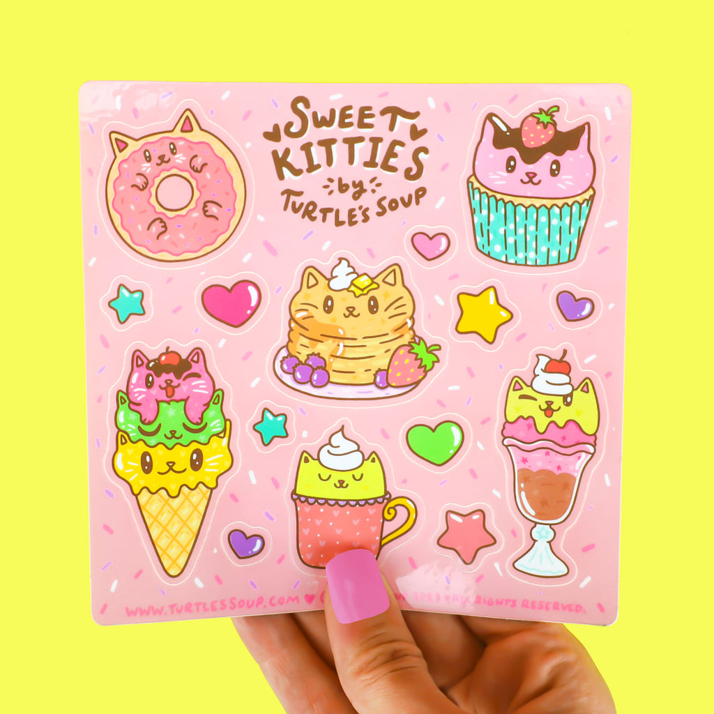 Sweet-Dessert-Kitties-Vinyl-Stickers-for-Water-Bottle-Notebook-Journal-High-Quality-Stickers-For-Your-Things-Adorable-Turtles-Soup-Stickers.