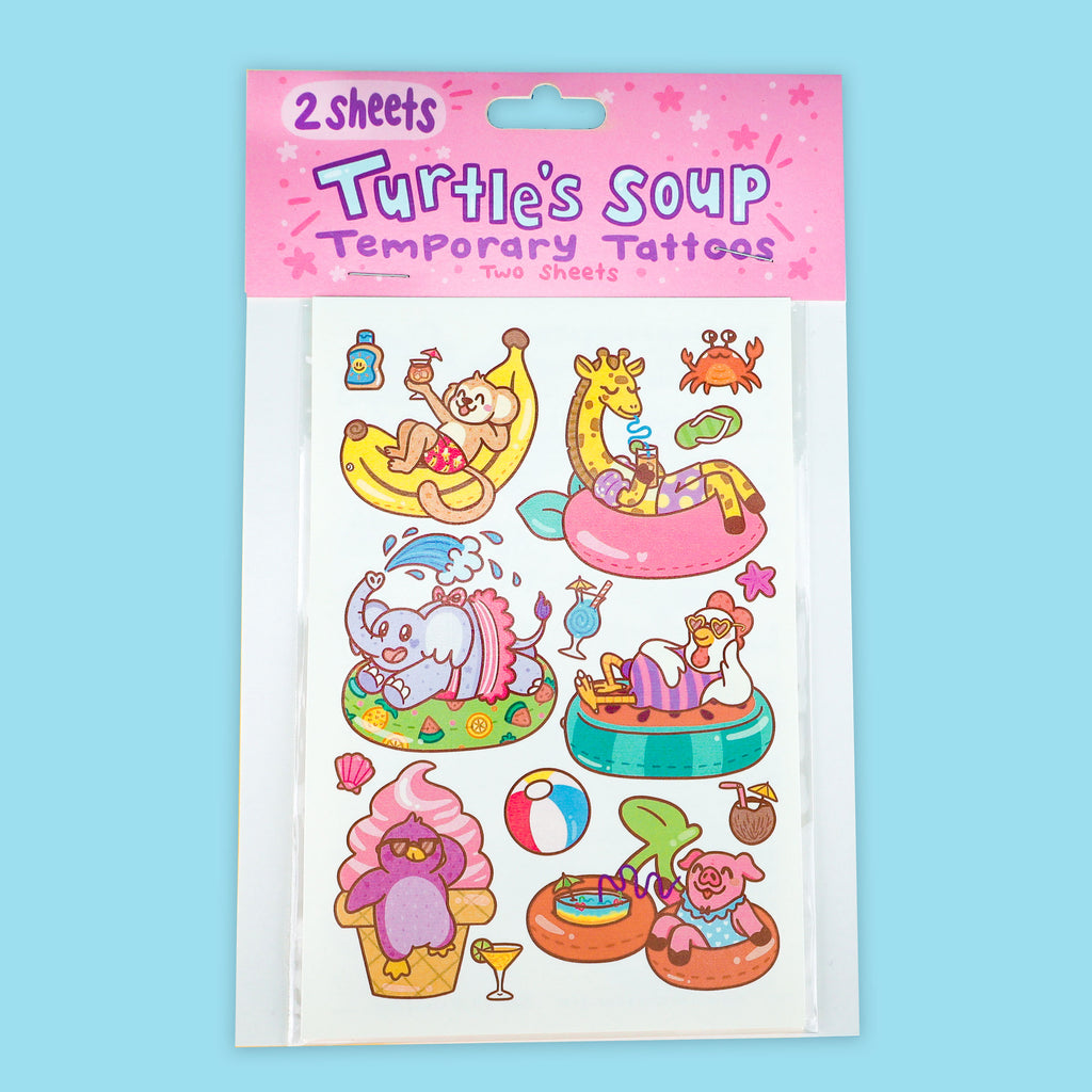 pool party temporary tattoos by Turtles Soup