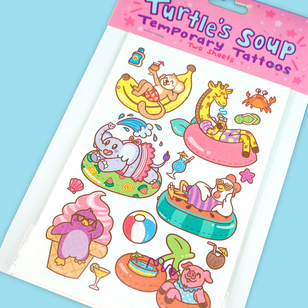 pool party temporary tattoos by Turtles Soup