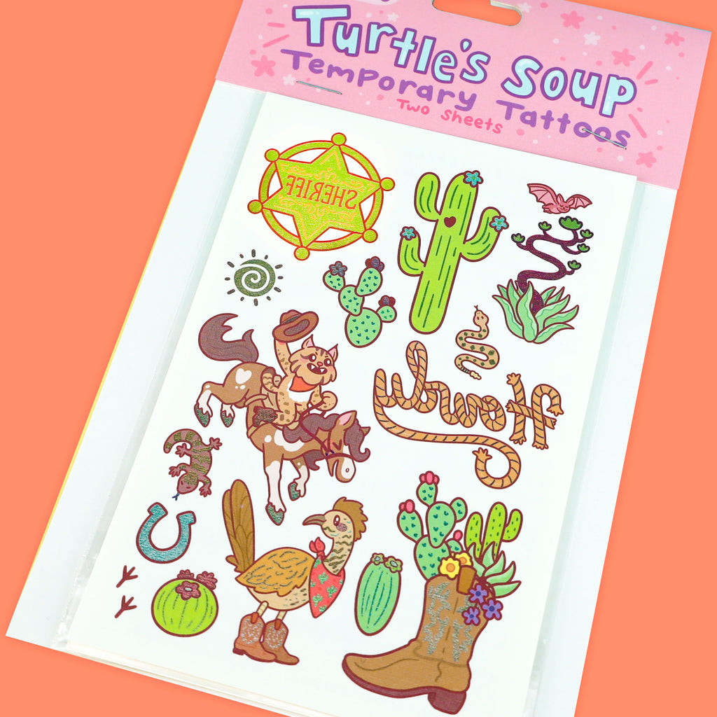 Wild West Western Southwest Desert temporary tattoos for festivals, parties and more by Turtles Soup 