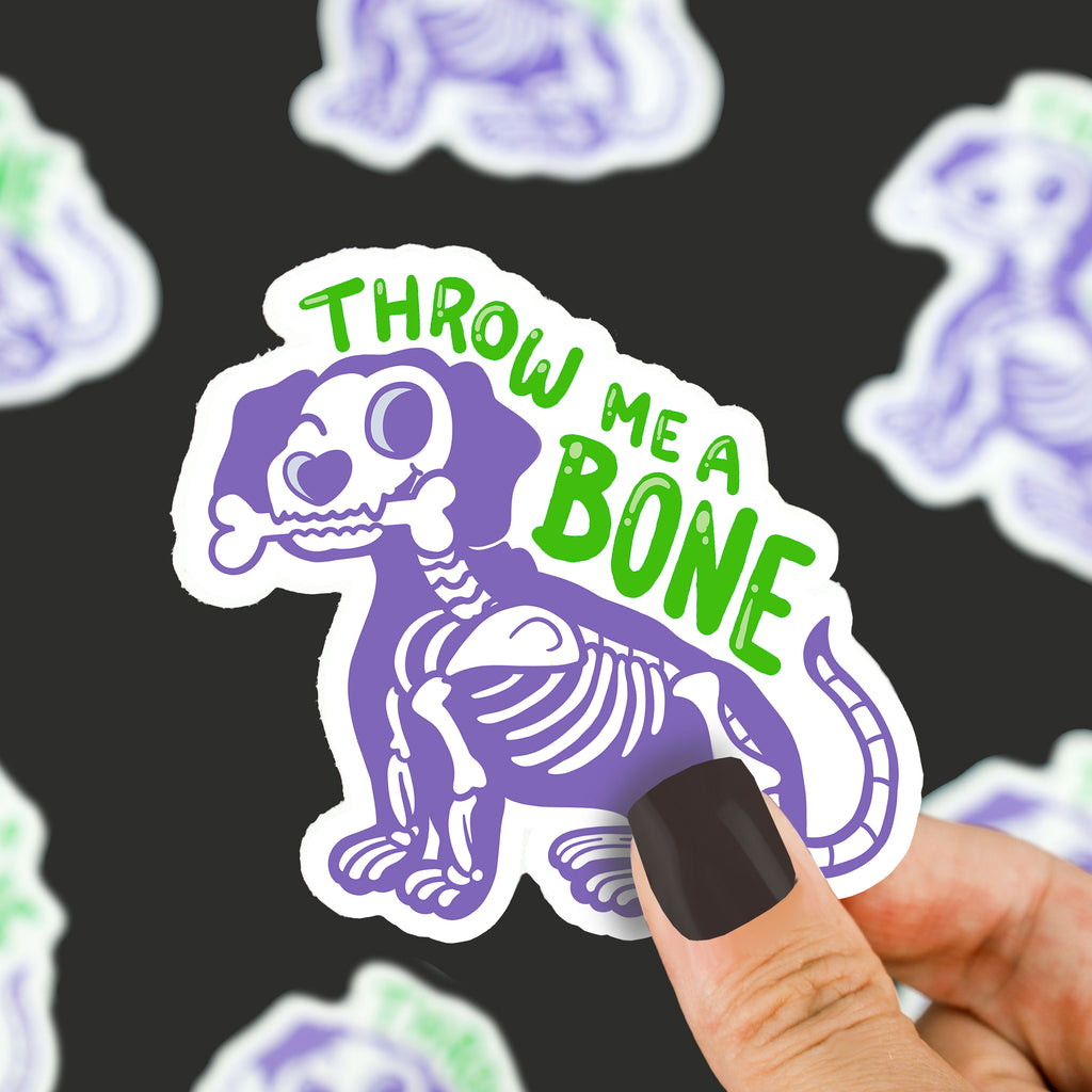 Throw-Me-A-Bone-Dog-Skeleton-Funny-Halloween-Vinyl-Sticker-Cute-Spooky-Scary-Dog-RIP-Bone-by-Turtles-Soup-Stciker-Art-Decal
