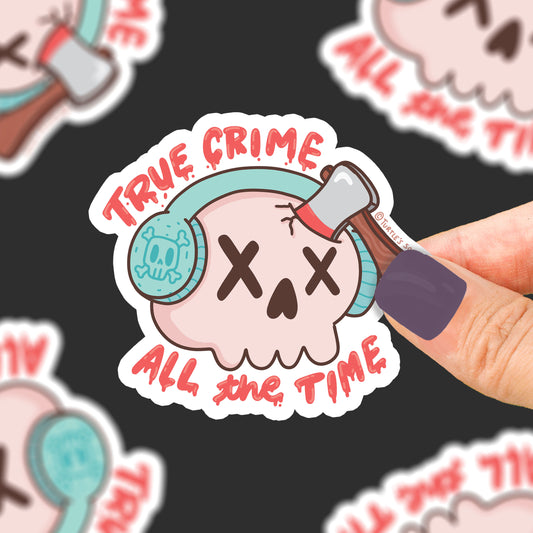       True-Crime-all-the-time-criminal-podcast-vinyl-sticker-for-water-bottle