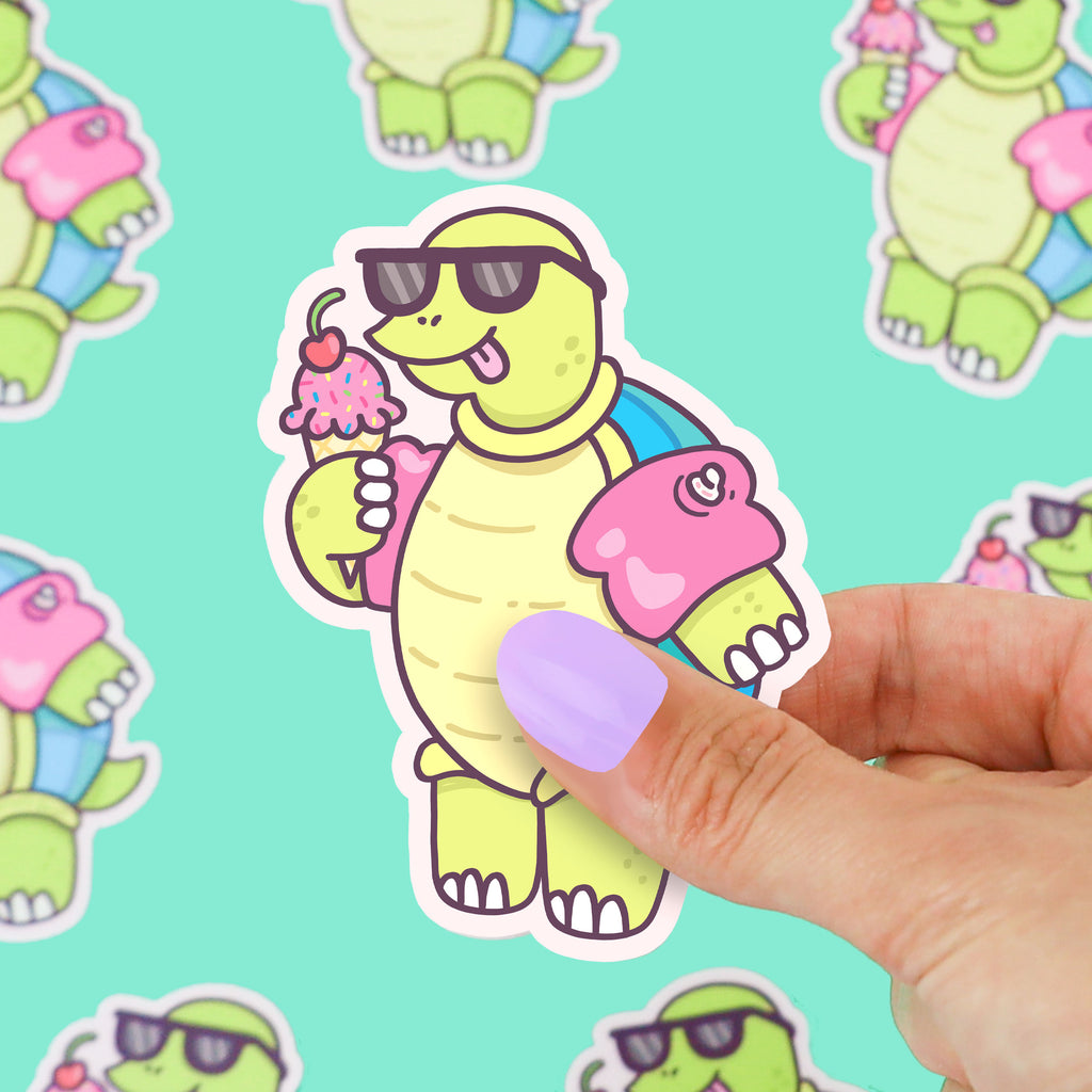 Turtle-At-the-Beach-Decal-Cute-Turtle-Vinyl-Sticker-for-Waterbottle-Waterproof-Surfboard-Cooler-Sticker-Funny-Ice-Cream-Sunglasses-Shades-Cute-Art-by-Turtles-Soup-Stickers-Funny