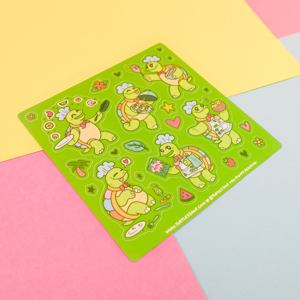 Turtle-Chef-Sticker-Sheet-By-Turtles-Soup-Turtle-Kitchen-Stickers-Vinyl-Stickers-Picture