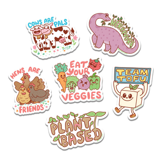 Vegan Vegetarian Foodie Pack of 6 Vinyl Stickers