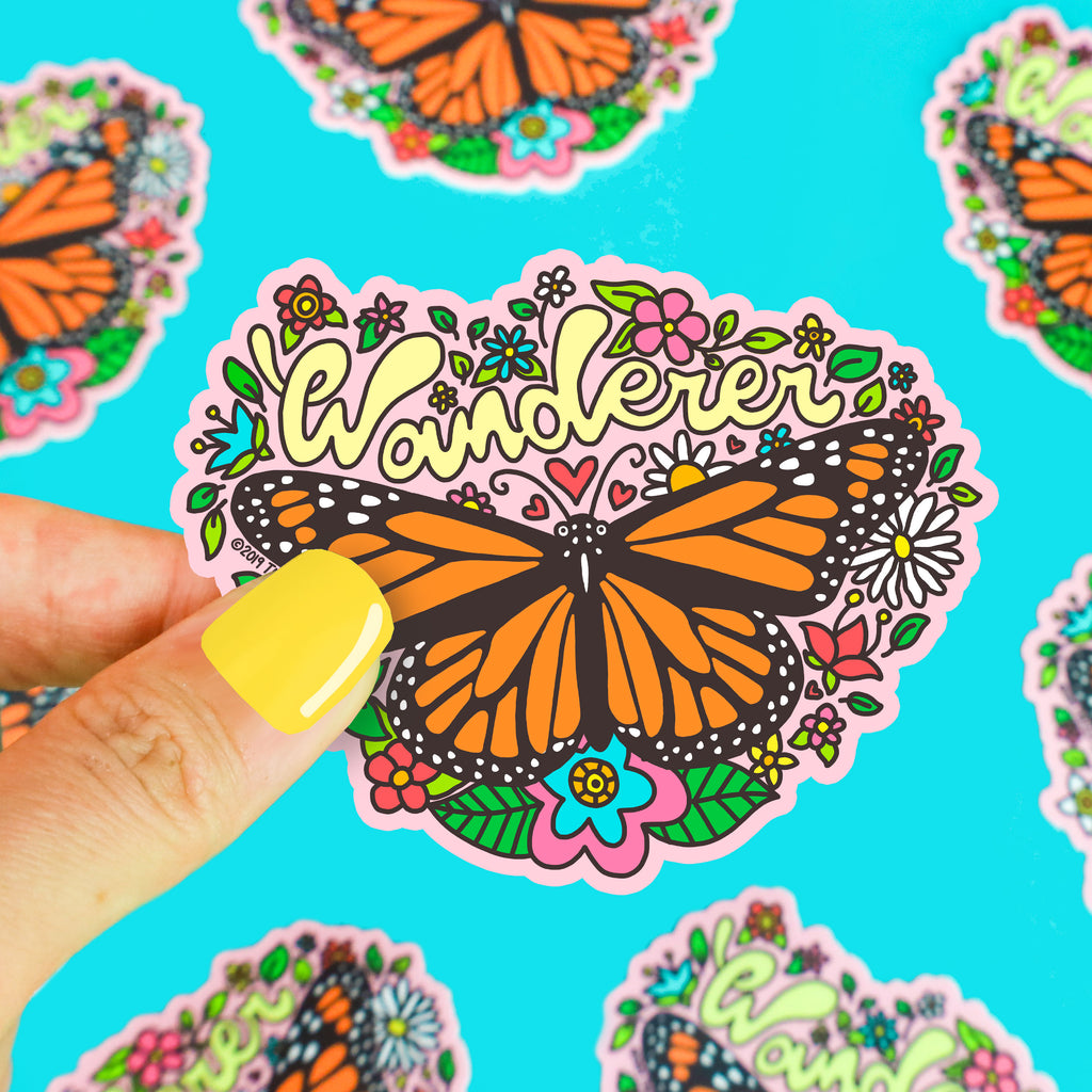 Wanderer-Butterfly-Vinyl-Sticker-Floral-Spring-Summer-Monarch-Cute-Decal-for-Water-Botter-Laptop-Turtles-Soup