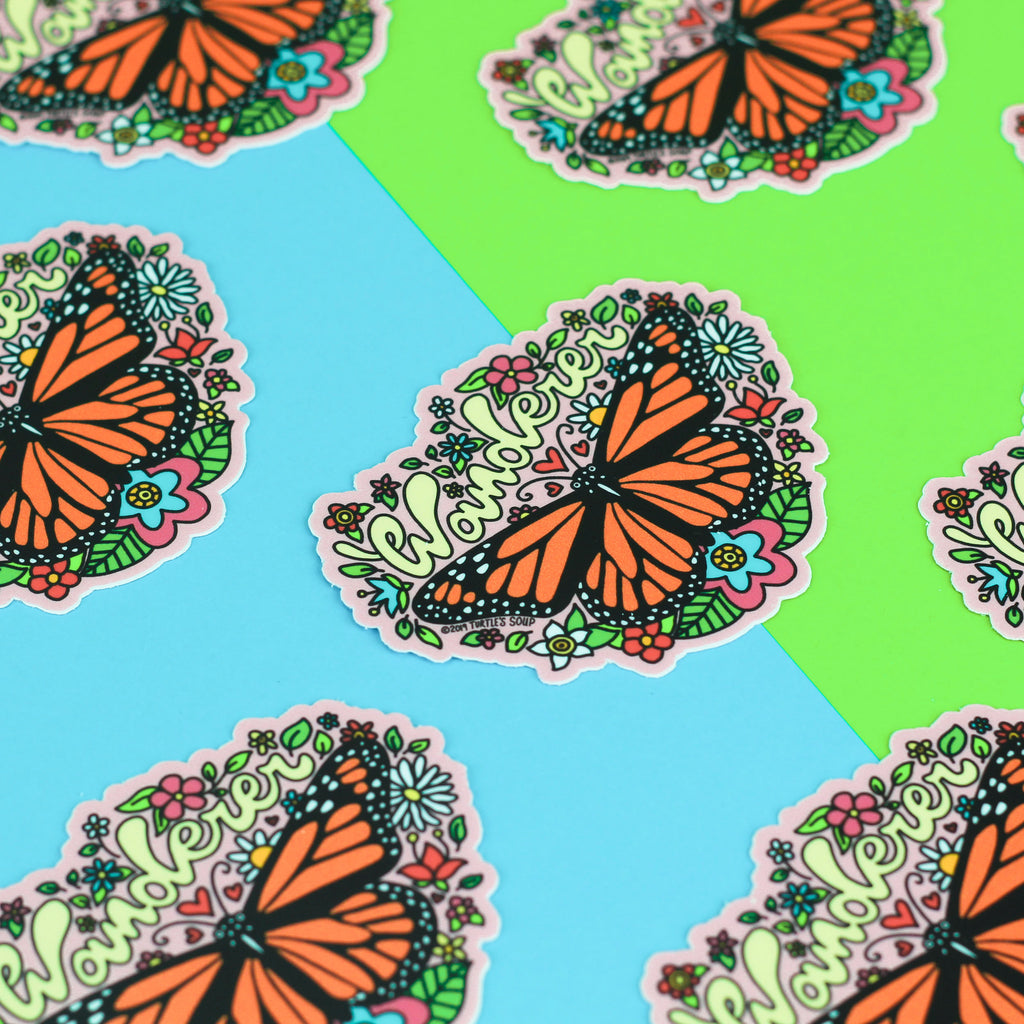 Wanderer-Butterfly-Vinyl-Sticker-Floral-Spring-Summer-Monarch-Cute-Decal-for-Water-Botter-Laptop-Turtles-Soup