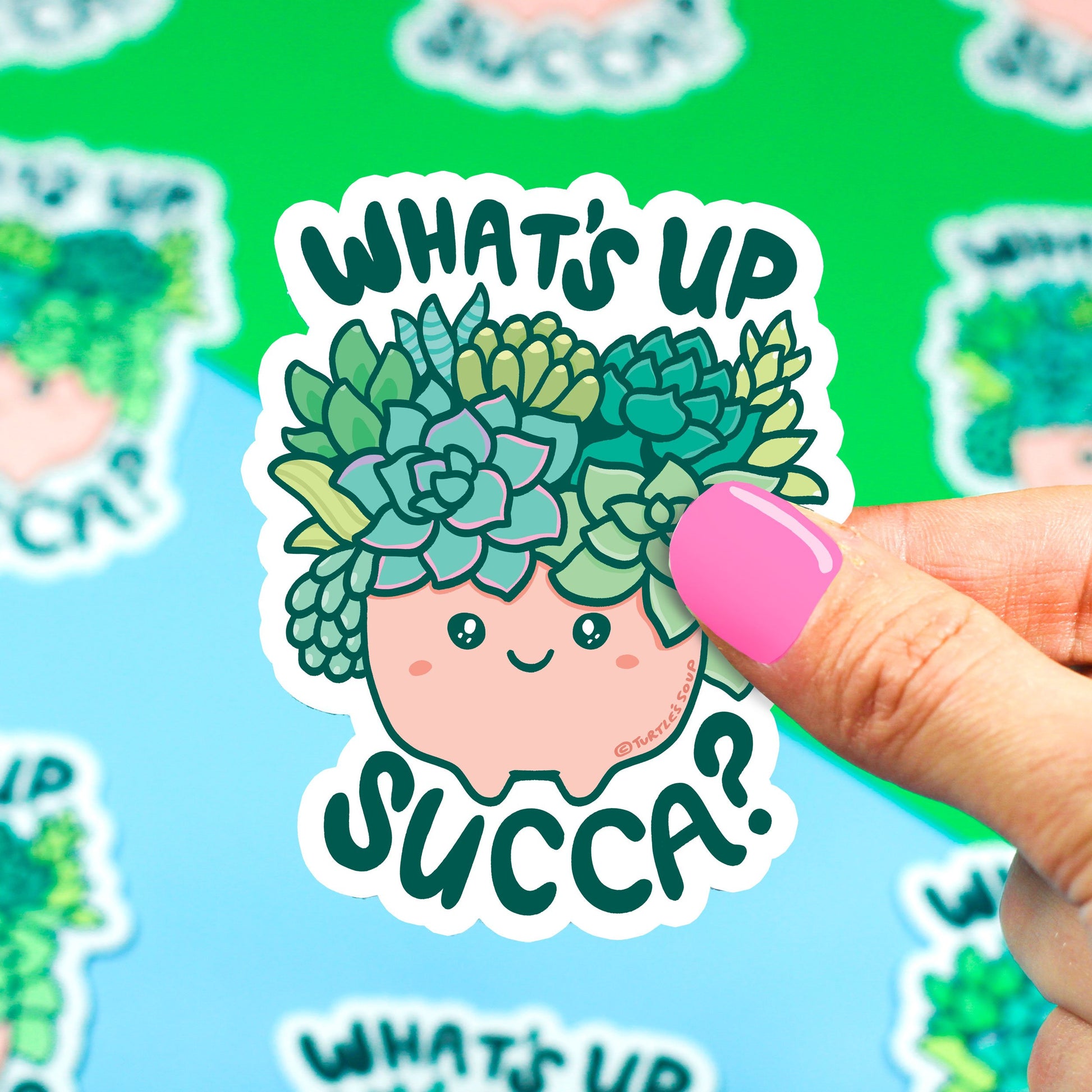 succulent pun What's Up Succa Succulent Vinyl Sticker – Turtle's Soup
