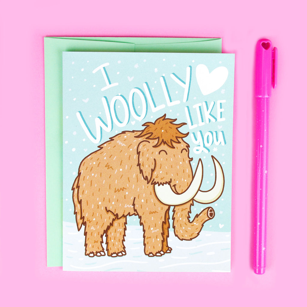 Woolly Mammoth Love Card, Friendship Card, Funny Pun, Geeky Love, Prehistoric, Card For Boyfriend, Cute Love, Gift Her, Ice Age