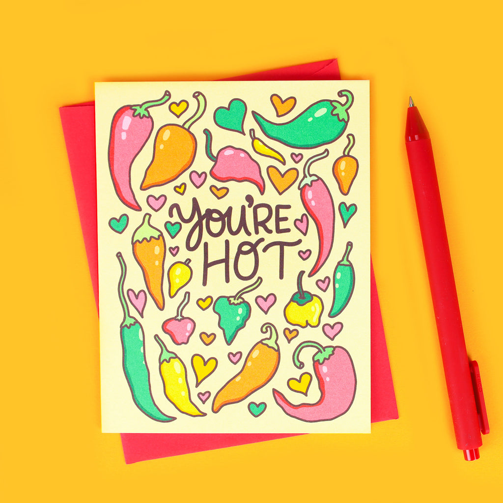 Food Themed Anniversary Card, You're Hot Pepper, Spicy Hot Card, Chili Pepper Card, Funny Valentine, Hot Sauce Card, For Boyfriend, Foodie