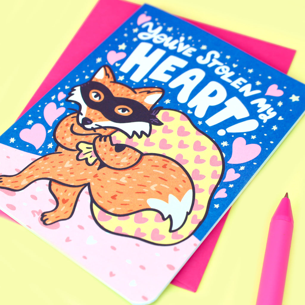 Youve-Stole-My-Heart-Bandit-Fox-Cute-Love-You-Valentines-Day-Valentine-Anniversary-Funny-Card-Turtles-Soup